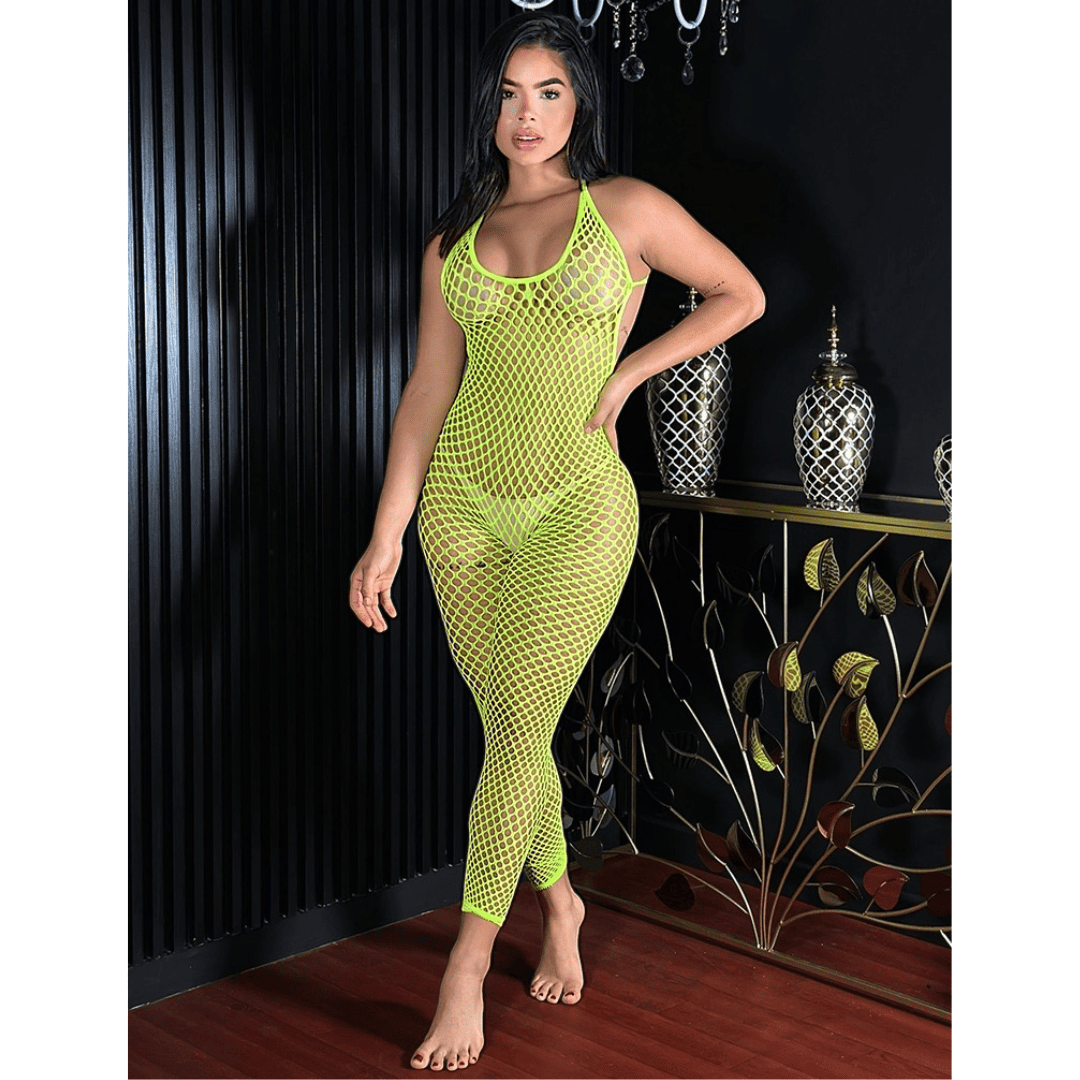 Enterizo En Malla Verde Neon DU-700