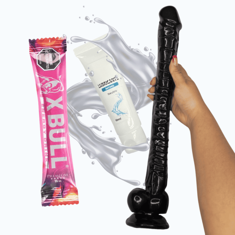 Kit Dildo Largo Negro 41cm