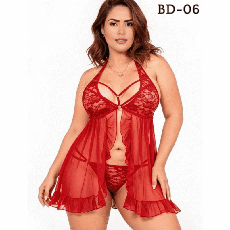 BabyDoll Sexy Curvy Rojo BD-06