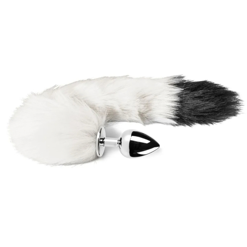 Plug Anal Colita Blanca-Gris Talla M
